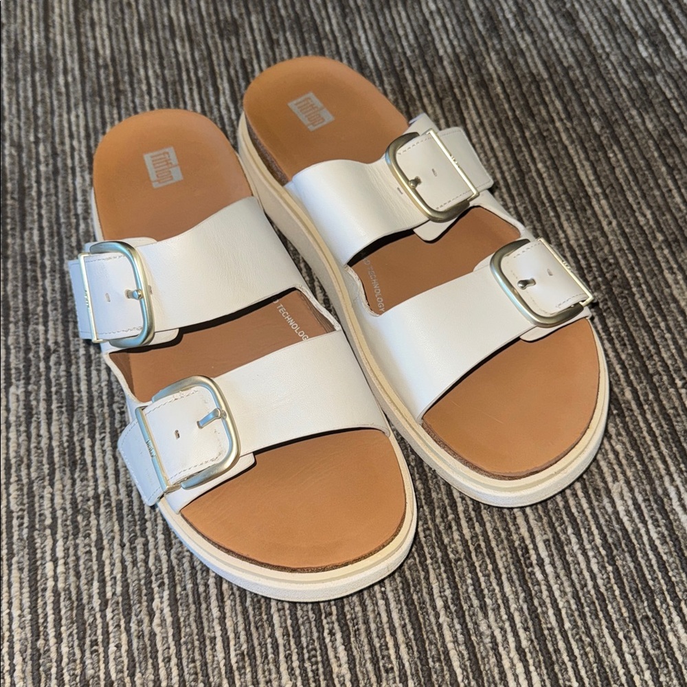 Fitflop Gen FF Double Buckle Sandals White leather Size 9 - Picture 8 of 8
